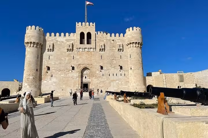 Citadel of Qaitbay entrance in Alexandria, included landmark on Cairo to Alexandria tour with tickets and lunch