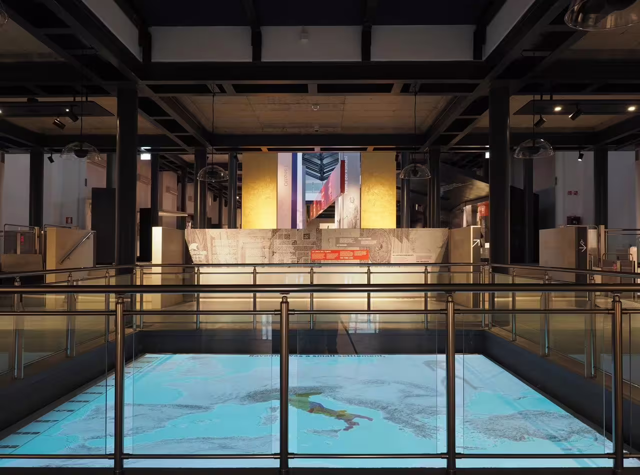Classis Museum Ravenna interior with interactive floor map and exhibits, included in Combo Classis Museum tour