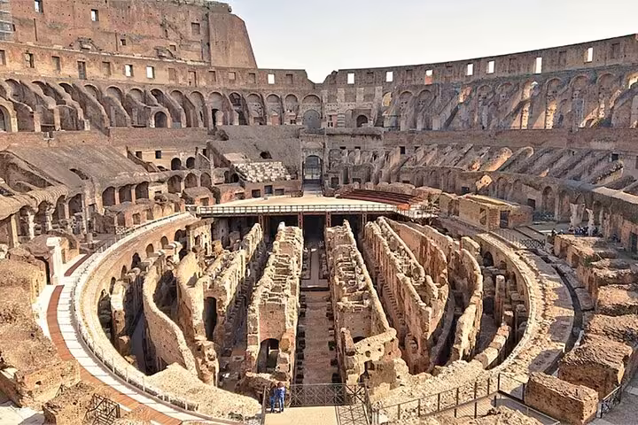 Explore the historic Colosseum's intricate underground chambers on our immersive guided tour in Rome.