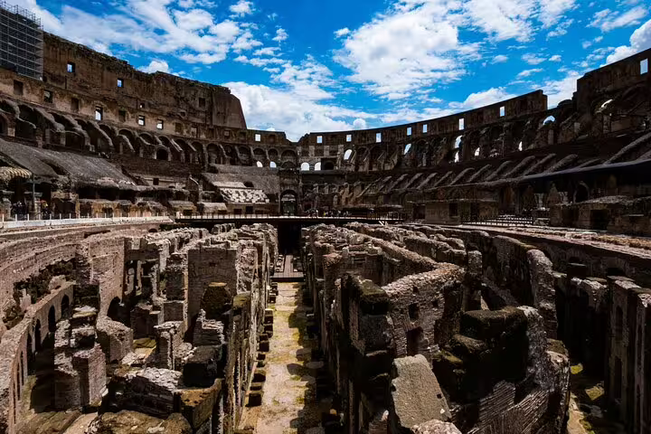 Colosseum hypogeum underground chambers and arena floor, access with Colosseum Roman Forum Palatine Hill pass