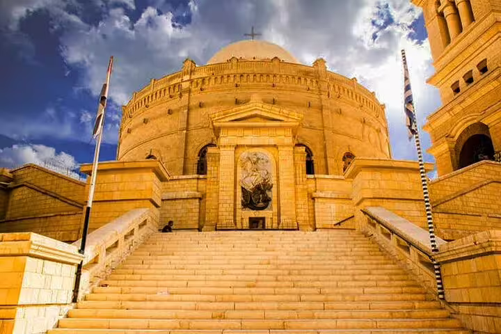 Stairway to Cairo’s Coptic Cathedral at St Mark complex, a highlight of Alexandria Port Christian Old Cairo trip