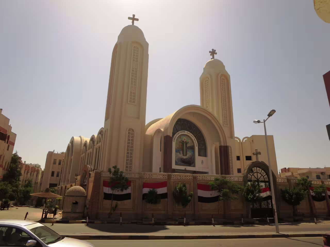Coptic church in Hurghada with twin bell towers, a key stop on a customized Hurghada city tour