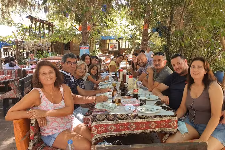 Cruise shore excursion group enjoying Turkish lunch after a private Ephesus and House of Mary tour