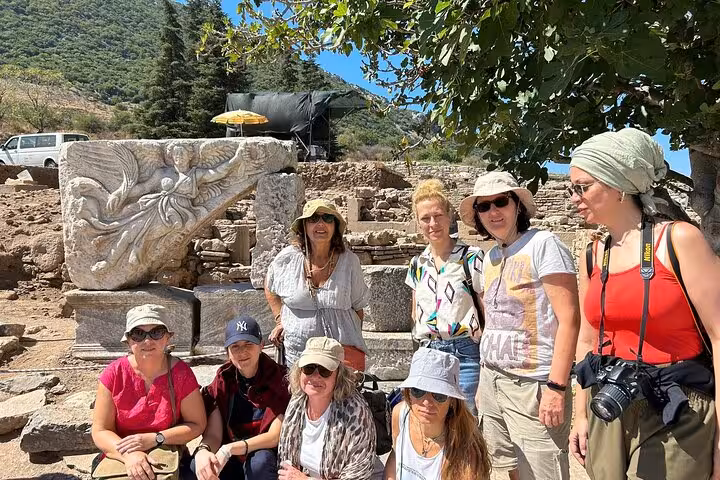 Cruisers group tour at ancient Ephesus ruins near Kusadasi, guided shore excursion with photo stop