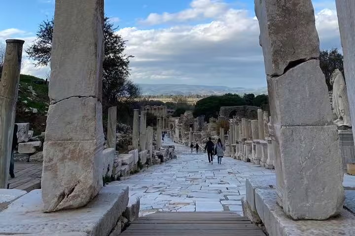Marble Curetes Street in ancient Ephesus, private guided half day tour including Artemis Temple, on-time return