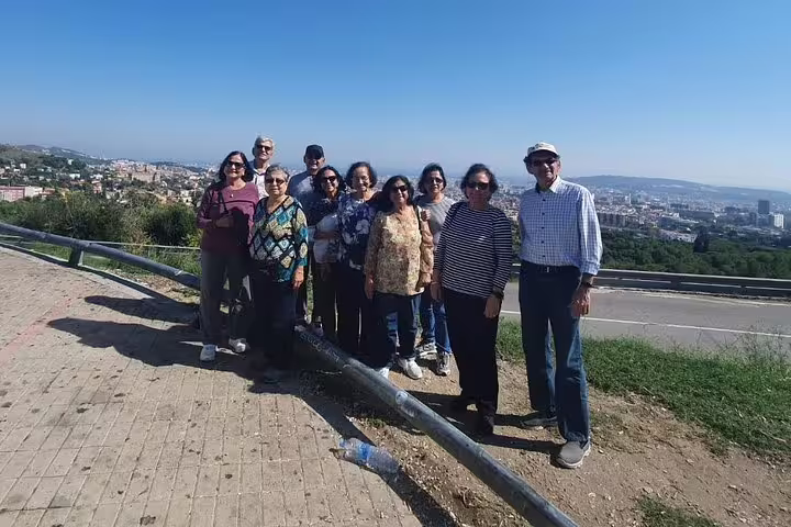 Small group travelers on scenic viewpoint during private Dead Sea and Masada day tour from Tel Aviv