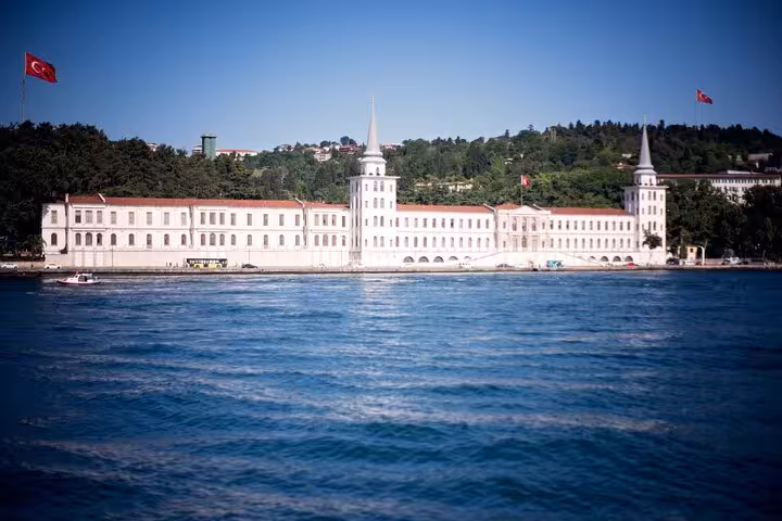 Dolmabahce Palace waterfront view on Bosphorus cruise, part of an all-inclusive 3-day Istanbul tour
