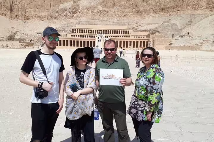 Group at Hatshepsut Temple in Luxor, classic stop on an Egypt tours package for 6 days