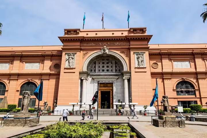 Egyptian Museum of Antiquities entrance in Cairo, key stop on Pyramids of Giza and Christian Cairo tour