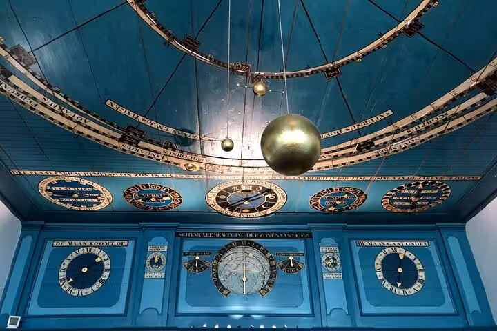 Ceiling of Eise Eisinga Planetarium in Franeker with moving orrery, unique hidden gem near Amsterdam