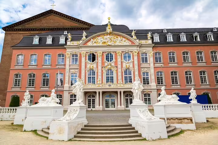 Electoral Palace Trier baroque frontage, a highlight on the Trier city walk with audio and GPS guide
