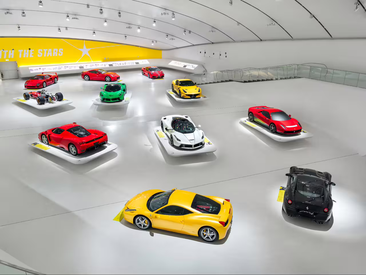 Modern Ferrari supercars showcased in Enzo Ferrari Museum Modena gallery, skip-the-line entrance ticket