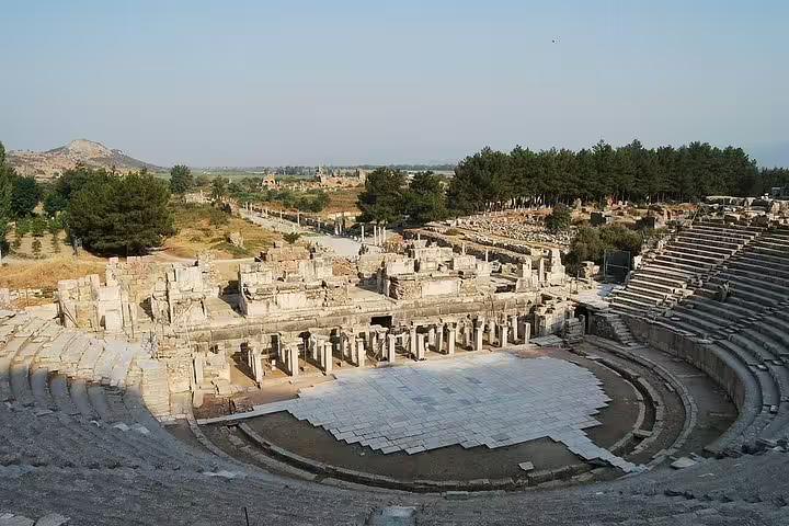 Discover the grandeur of Ephesus's ancient amphitheater on a private shore excursion from Kusadasi Port.
