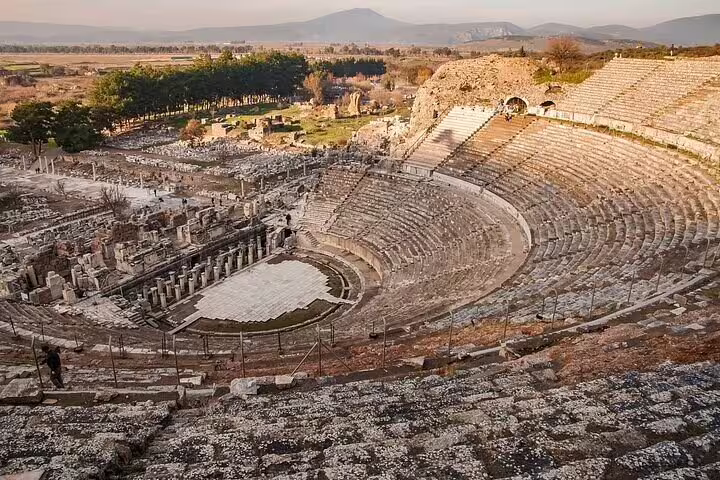 Explore the ancient amphitheater of Ephesus with stunning views on our Skip-the-line Ephesus & Wine Tasting Tour.