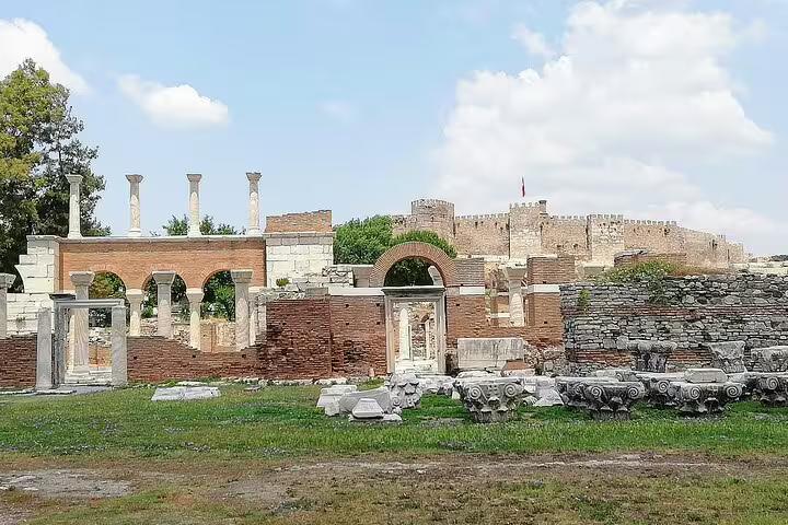 Ancient ruins in Ephesus, Turkey on a private half-day tour, with historic arches and stone columns