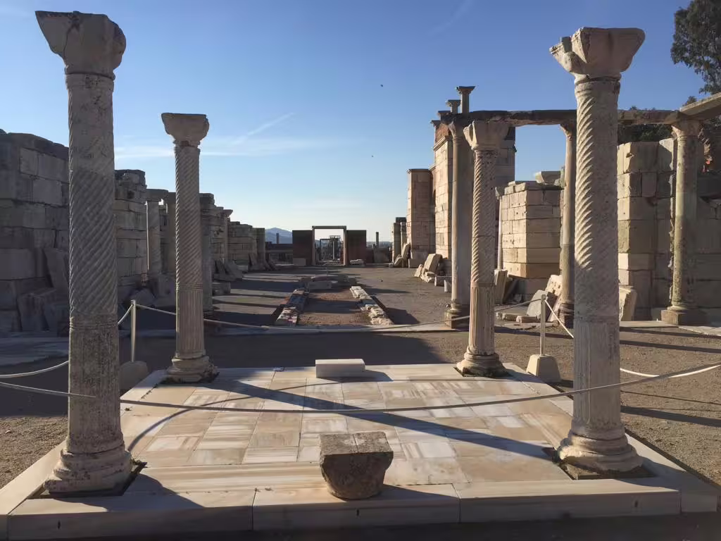 Marble columns and ruins in ancient Ephesus, Turkey on a private guided all-inclusive Ephesus tour with lunch