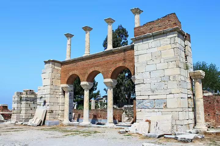 Discover the ancient ruins of Ephesus with grand arches and columns, a highlight of your private guided tour.