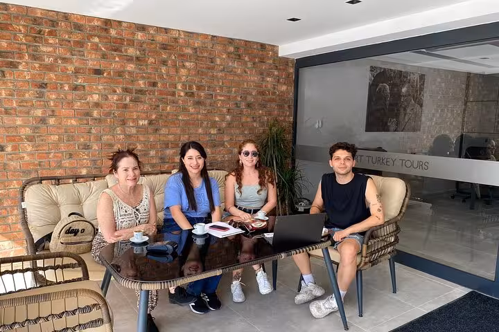 Travelers meeting Smart Turkey Tours guide before Half Day Ephesus small group shore tour from Kusadasi Port