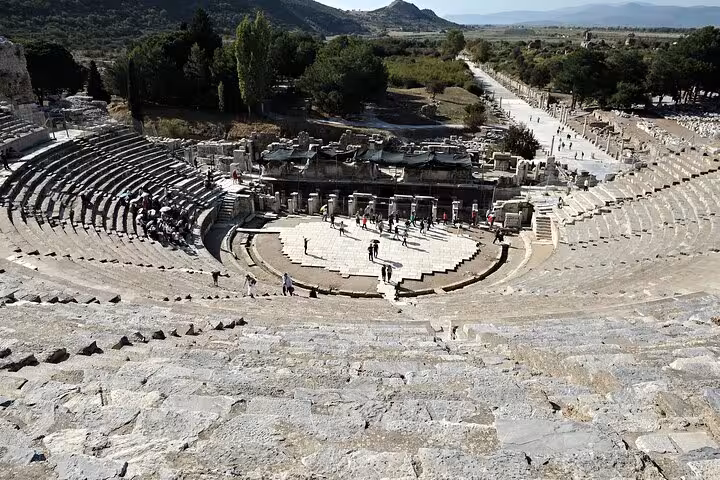 Great Theatre of Ephesus amphitheater view, key stop on a private 6-day Turkey highlights tour from Istanbul