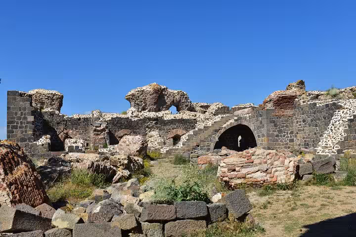 Ruins of Erzurum fortress with stone arches and ramparts, visited on an all-inclusive private guided tour