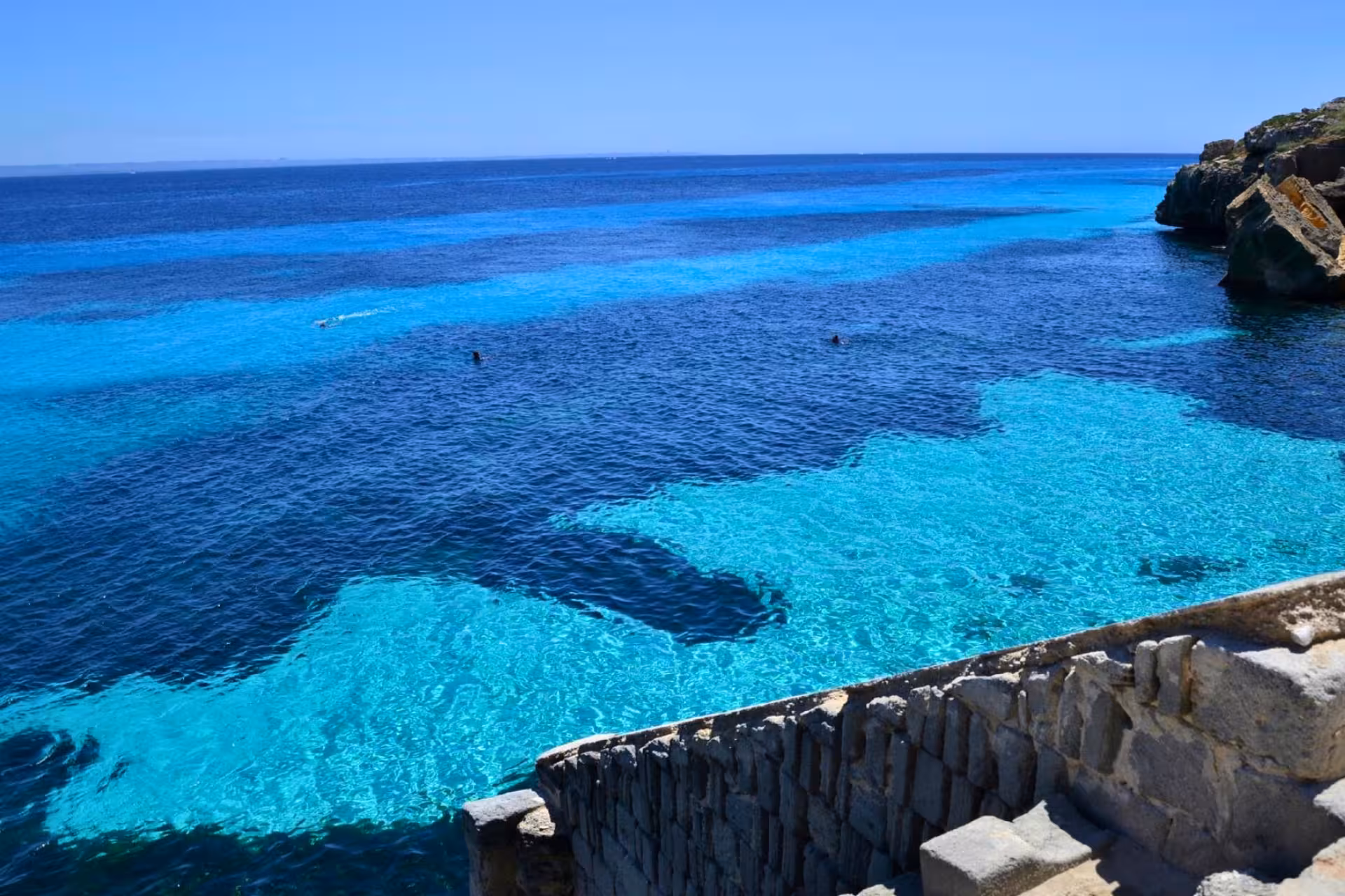 Panoramic turquoise waters at Favignana on Egadi Islands dinghy excursion from Trapani, swim stops and lunch