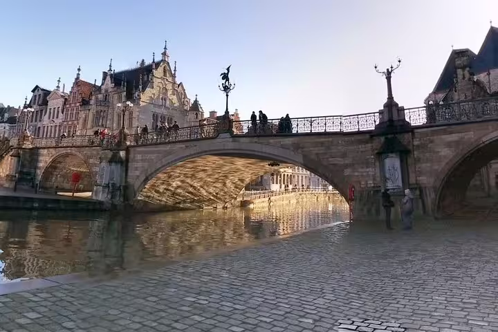 Historic bridge over Ghent canal, a key stop on the self-guided e-scavenger hunt city exploration tour