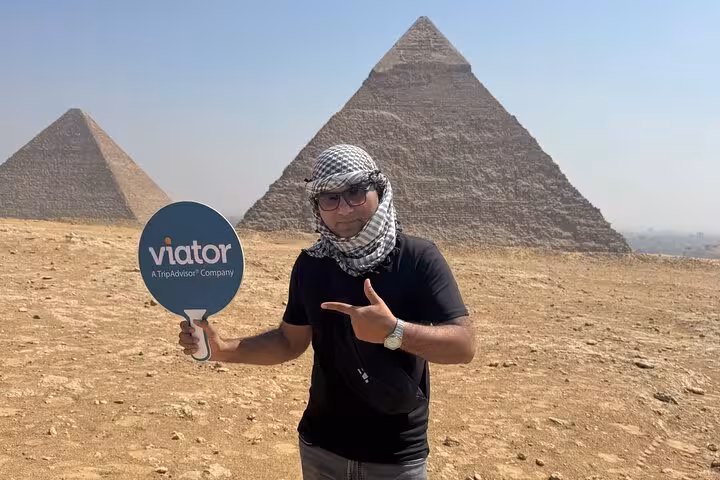 Viator private tour photo at Giza Pyramids with local guide, combine Sphinx stop and Grand Egyptian Museum