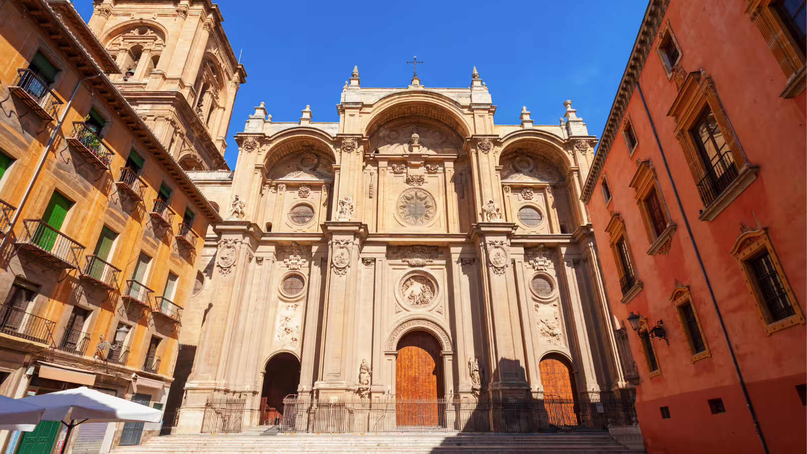 Granada Cathedral facade in the historic center, a highlight on Alhambra and Granada private tour with hotel pick-up