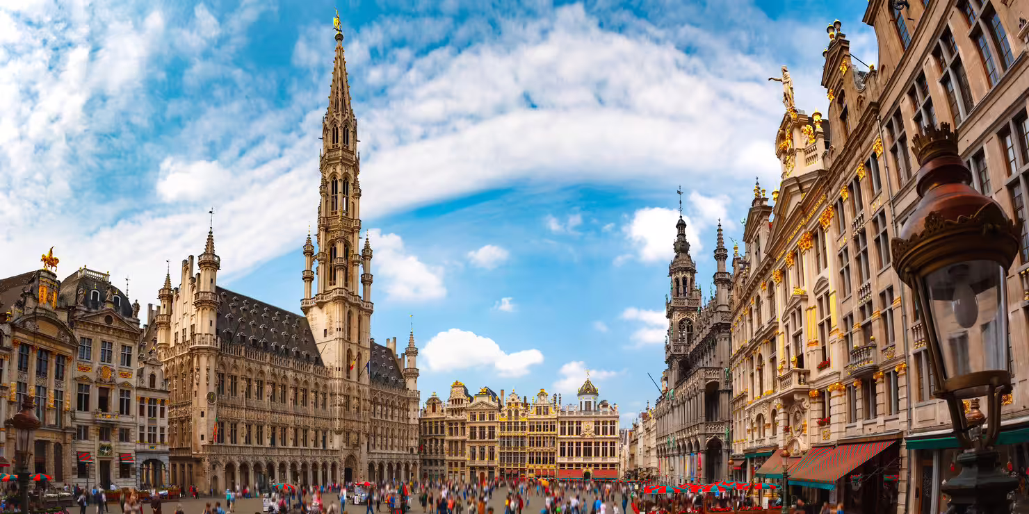 Grand Place Brussels with ornate guildhalls, key stop on Brussels in 1 day walking tour audioguide