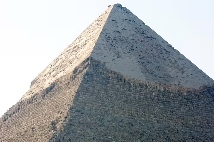 Side view of the Great Pyramid of Giza stone blocks, part of Pyramids Memphis Saqqara full-day trip