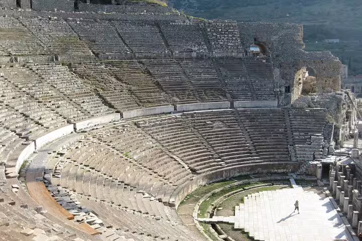 Great Theatre of Ephesus amphitheater view, highlight of Bodrum to Ephesus all-inclusive private day tour