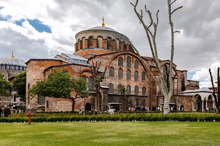 Hagia Irene Church exterior in Istanbul, Byzantine landmark visited on Ottoman city tour with museum entry and lunch