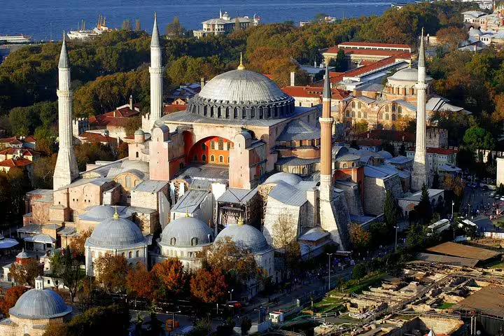 Aerial view of Hagia Sophia and domes in Istanbul, featured on 8-day Seven Churches of Revelation tour