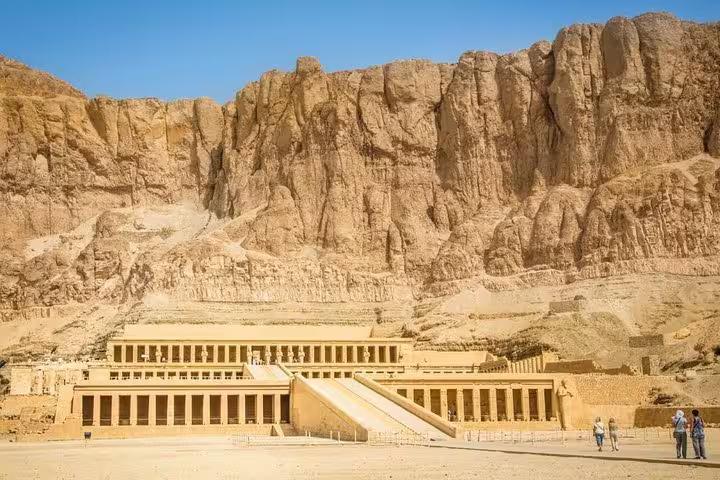 Hatshepsut Temple at Deir el-Bahari cliffs on a private day tour from Hurghada to Luxor and Valley of the Kings