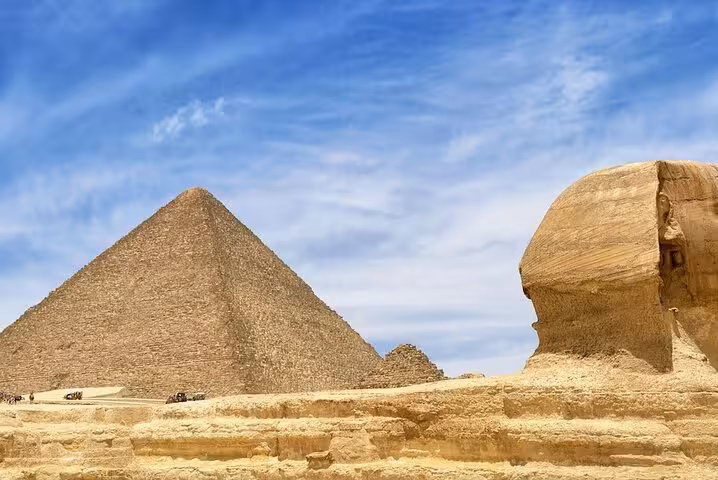 Great Sphinx and Giza Pyramid view on private Hurghada to Cairo day trip with domestic flight and guide