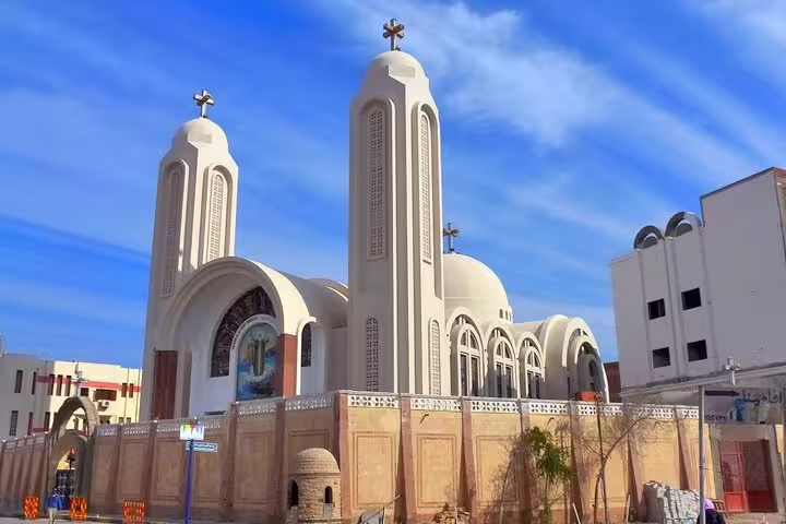 Hurghada Coptic church with twin bell towers, landmark stop on a customized Hurghada city tour in Egypt