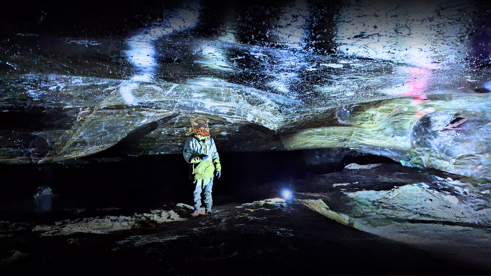 Views Not of This World Seen Inside the Natural Ice Cave in Langjökul