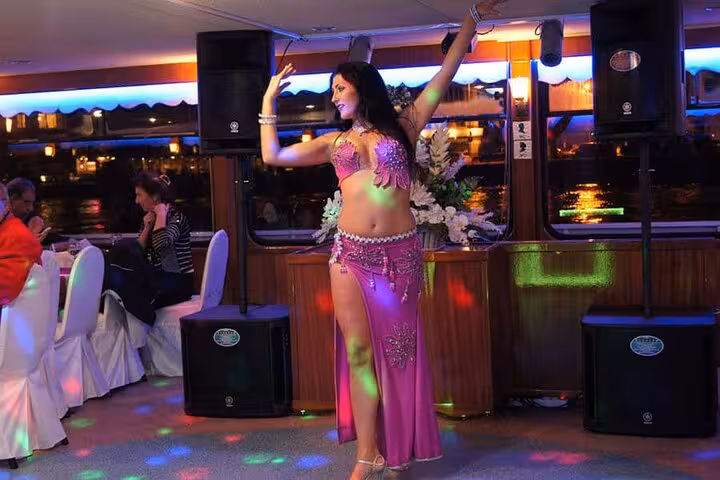 Belly dance show on Istanbul Bosphorus New Year’s Eve dinner cruise with music, lights and dinner