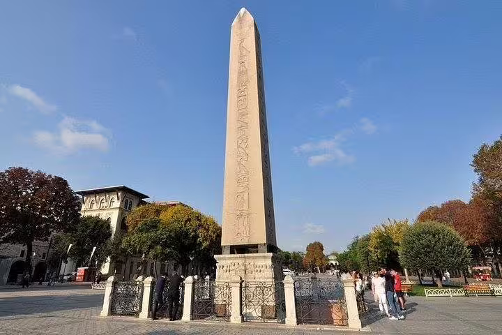 Visit the ancient Egyptian Obelisk at Istanbul's historic Hippodrome, a must-see on a private guided city tour.