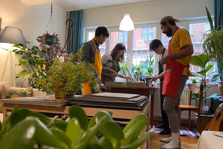Travelers join a local art workshop in an Istanbul home studio, part of a 3-day local life neighborhood trip