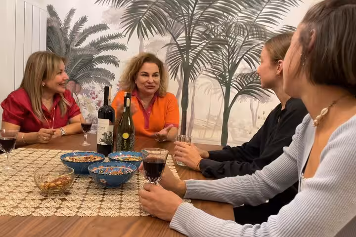 Istanbul at-home wine tasting with a local family, Turkish wines and mezze shared around a cozy table