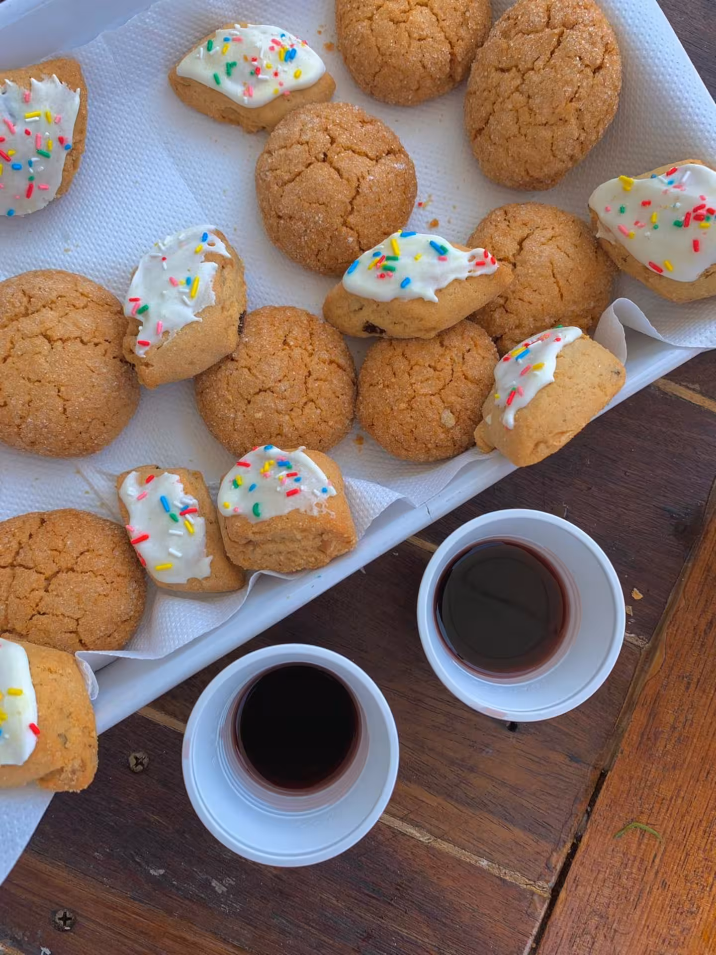 Traditional Italian cookies with icing and sprinkles served with espresso on La Maddalena Archipelago tour.