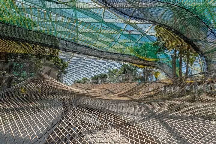 Jewel Changi Airport Walking Net in Canopy Park, suspended net walkway under the glass dome