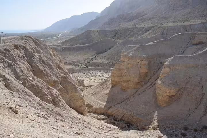 Judean Desert cliffs and valleys near Masada on a private day trip from Tel Aviv to Masada and the Dead Sea