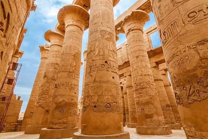 Karnak Temple hypostyle hall columns in Luxor, a highlight on 3 nights Nile cruise from Aswan itinerary