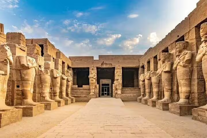 Avenue of ram-headed sphinxes at Karnak Temple, Luxor stop on 3 nights cruise from Aswan on the Nile
