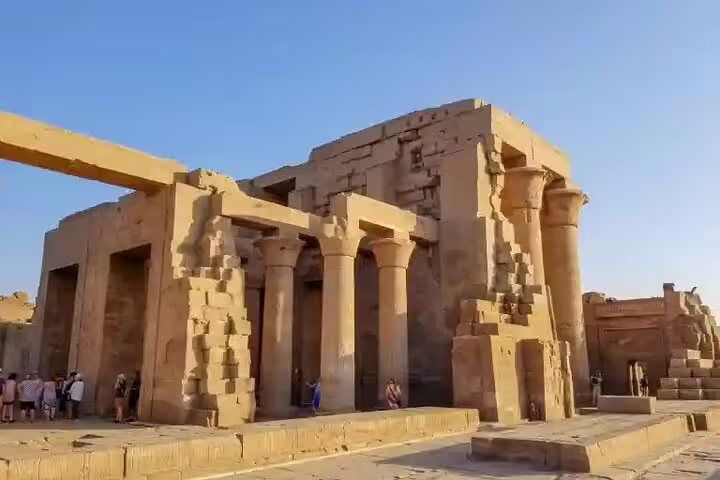 Kom Ombo Temple entrance at sunset, Egypt, visited on Luxor day tour to Edfu and Kom Ombo temples