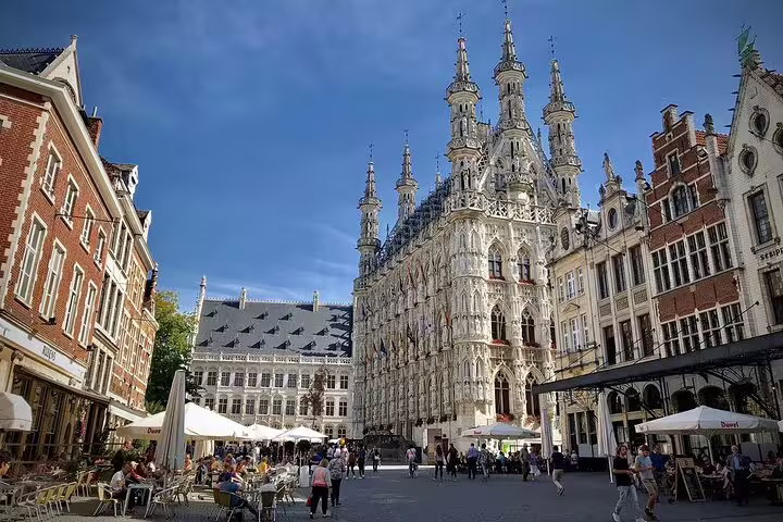 Leuven Grote Markt with ornate Town Hall, ideal landmark stop on a self-guided e-Scavenger hunt tour