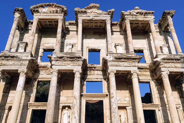 Library of Celsus facade in Ephesus Ancient City, must-see stop on a 3-day mini group tour from Turkey