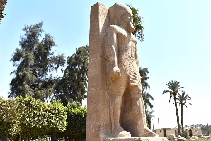 Colossal pharaoh statue at Luxor Temple complex, must-see stop on a 6-day Egypt tours package